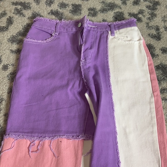 Jeans | Pink White Purple Patch Jeans 